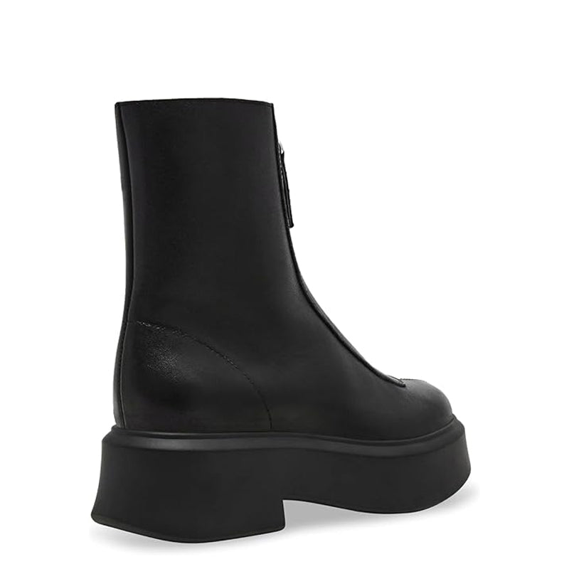 Premium Row Zipped Front Leather Blue Ankle Boot