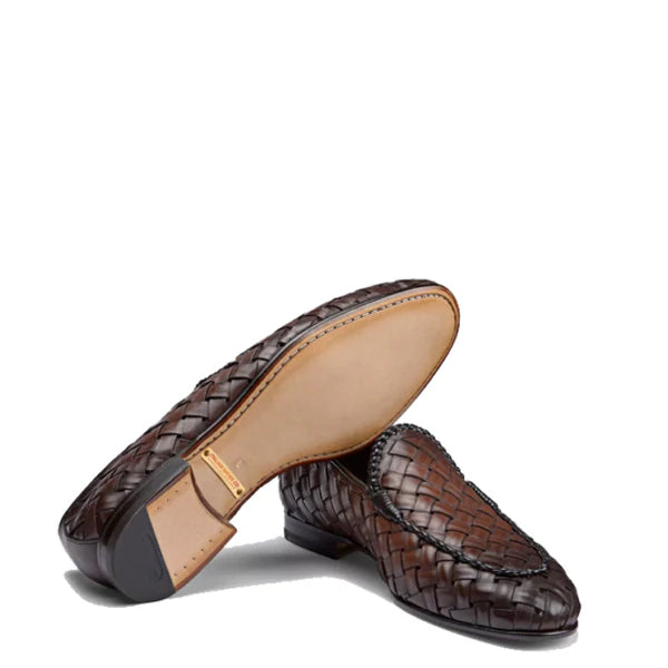 Dark Brown Weaved Leather Loafer