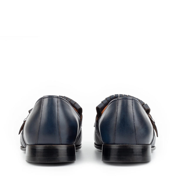 Premium Midnight Leather Single Monk Straps Shoe