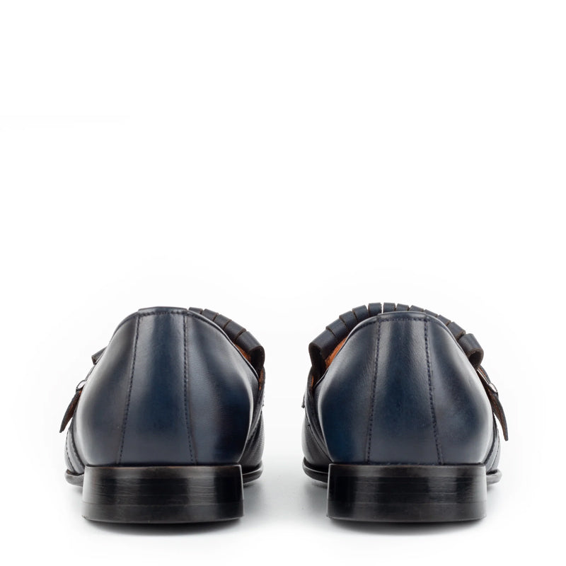 Premium Midnight Leather Single Monk Straps Shoes