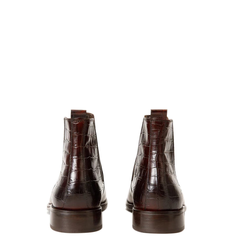 Alligator Textured Leather Boots
