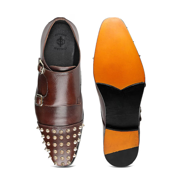 Men Solid Leather Double Monkstrap Shoe