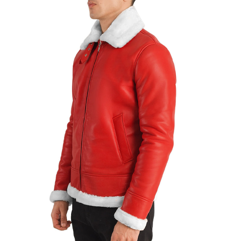 Francis B-3 Leather Bomber Jacket For Men