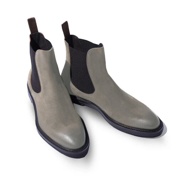 Classic Chelsea Gray Coloured Suede Leather Boots