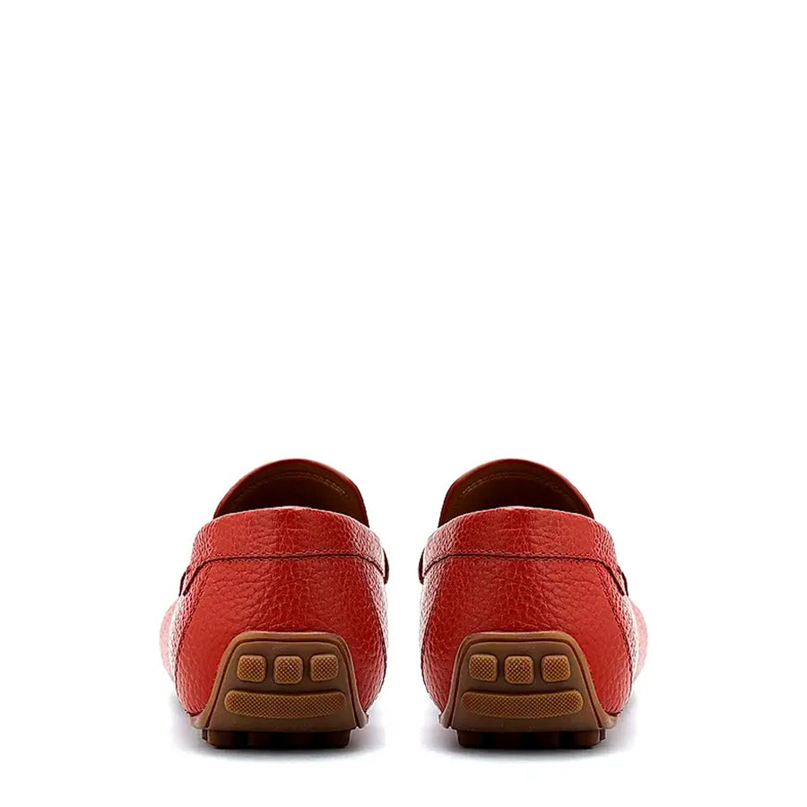 Men Textured Leather Driving Red Loafer