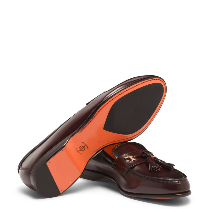 Polished Leather Tassel Blue Loafer For Men