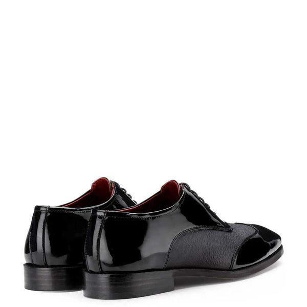 Patent Shiny Leather Dual Textured Oxford Shoe