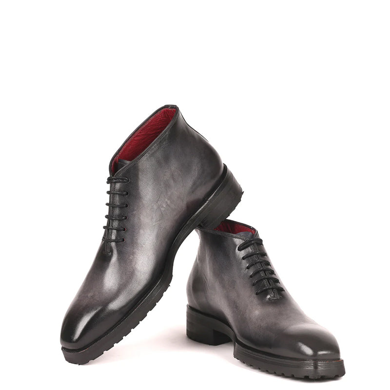 Men Custom Handmade Leather Ankle Boot Grey