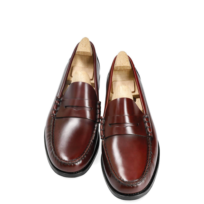 Penny Handmade Polished Leather Burgundy Loafer