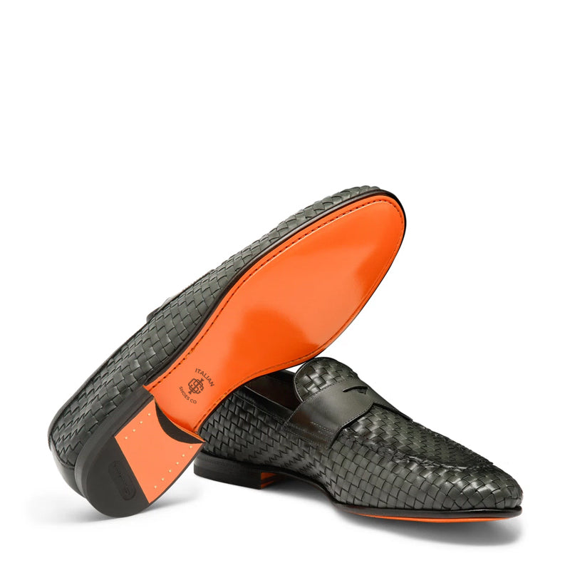 Woven Leather Loafers For Men