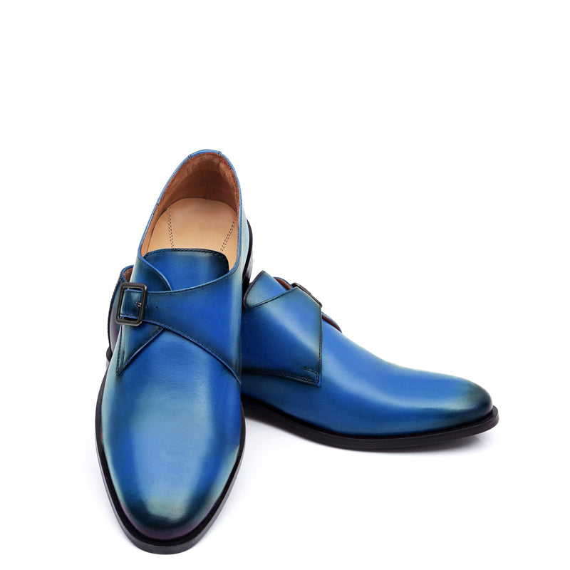 Premium Single Monk Strap Leather Brown Shoe For Men