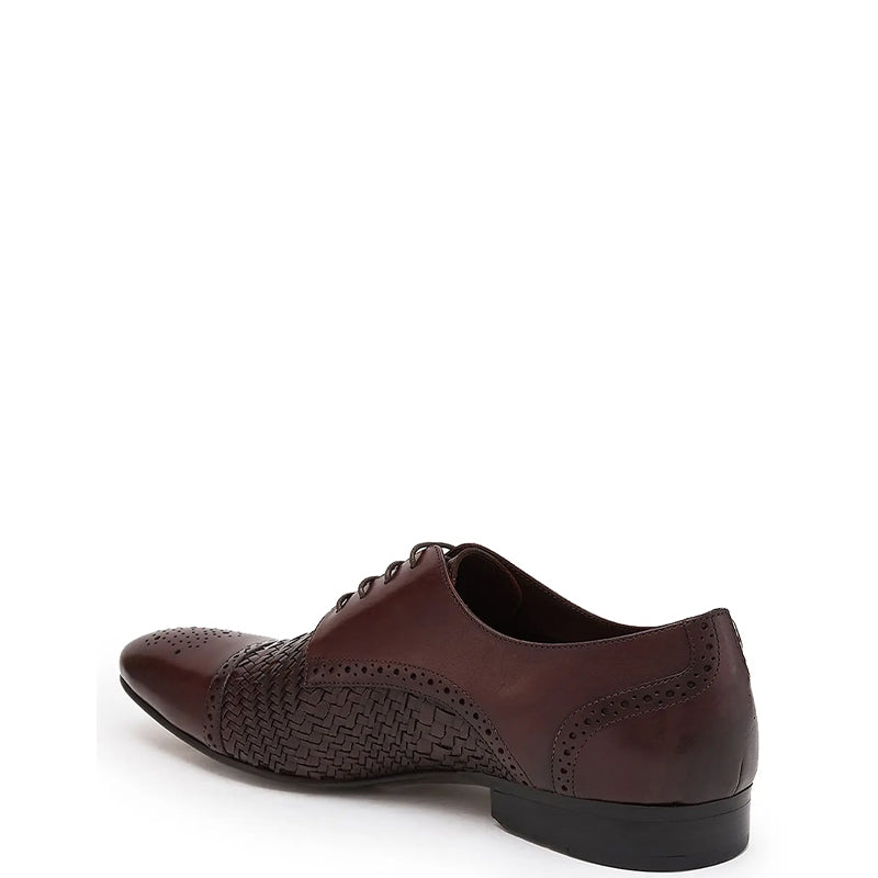 Men Handmade Leather Woven Textured Oxford Shoes