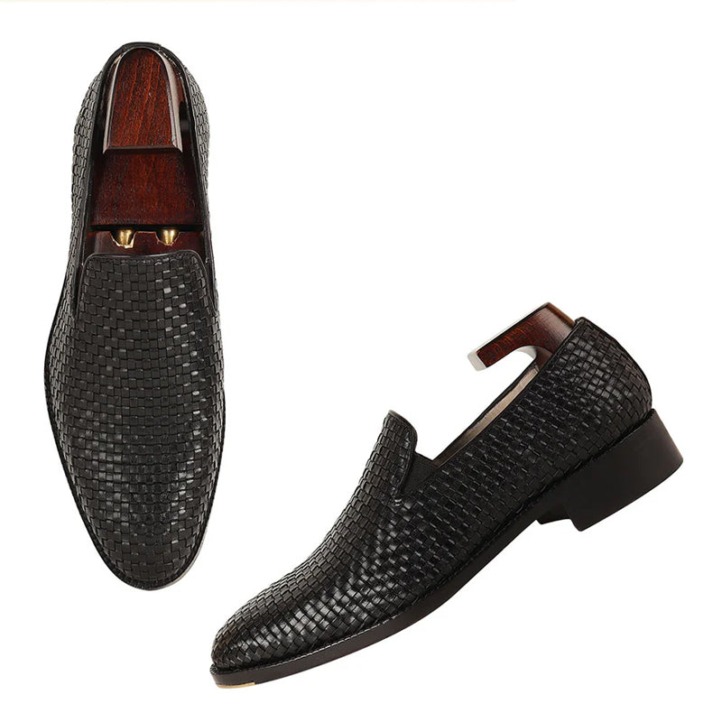 Men Classic Woven Pure Leather Loafers