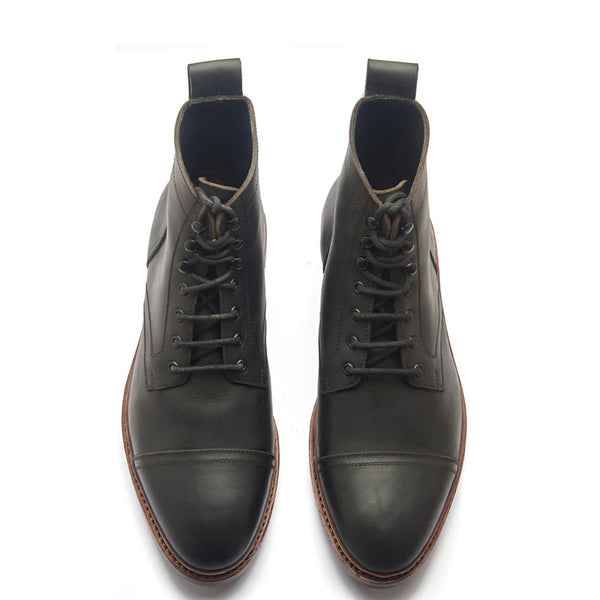 Premium Leather Lace Up Cap Toe Derby Boot