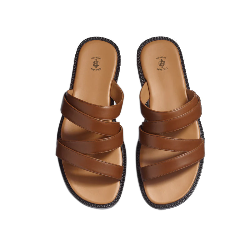 Leather Solid Double Strap Comfort Sandals