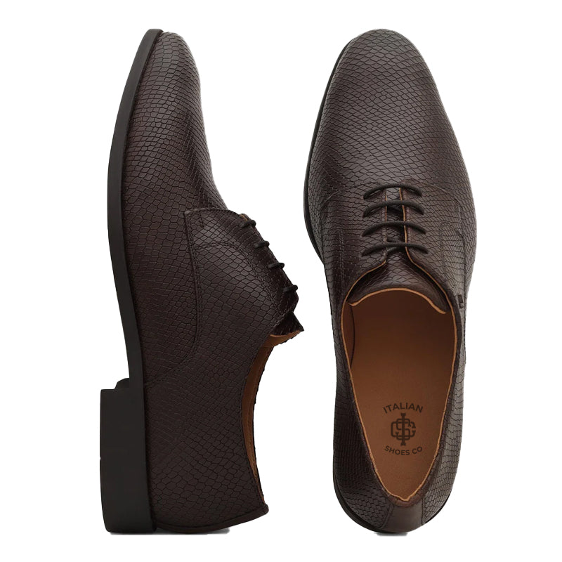 Leather Lace-Up Derby Shoes For Men