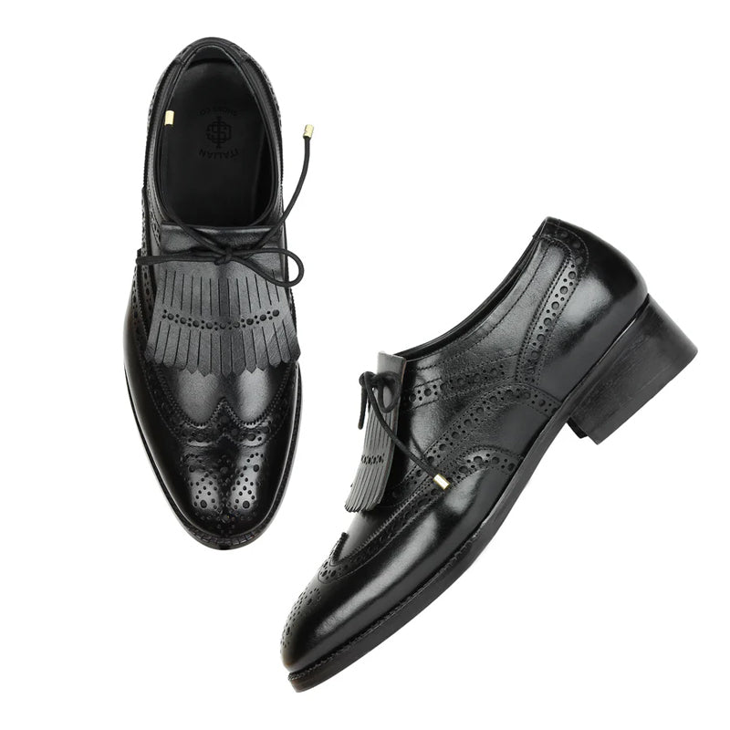 Men Handmade Wingtip Leather Oxford Shoes