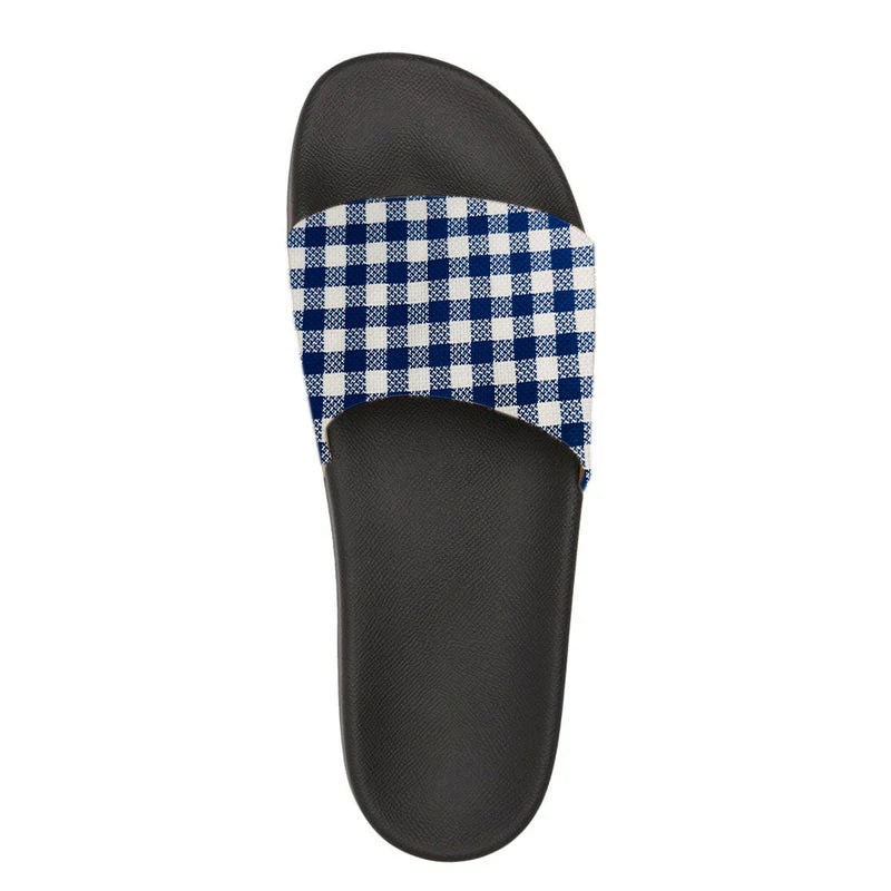 Men's Checked Pattern Striped Slides