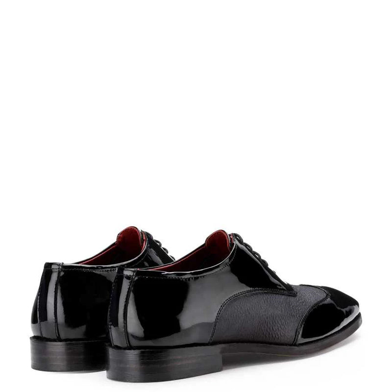 Dual Texture Patent Shiny Leather Oxford Shoes