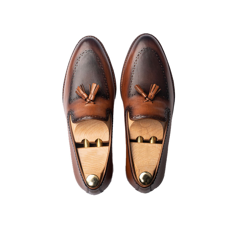 Patina Leather Tassel Loafers For Men