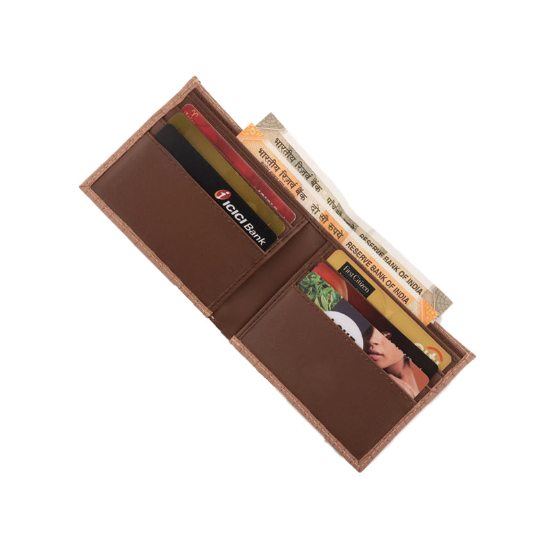 Croc Leather Bifold Peach Wallet