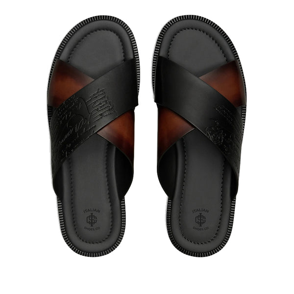 Leather Comfort Sandals For Men - Black/Browm