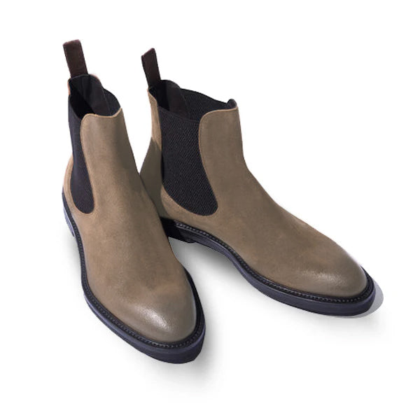 Classic Chelsea Beige Coloured Suede Leather Boots