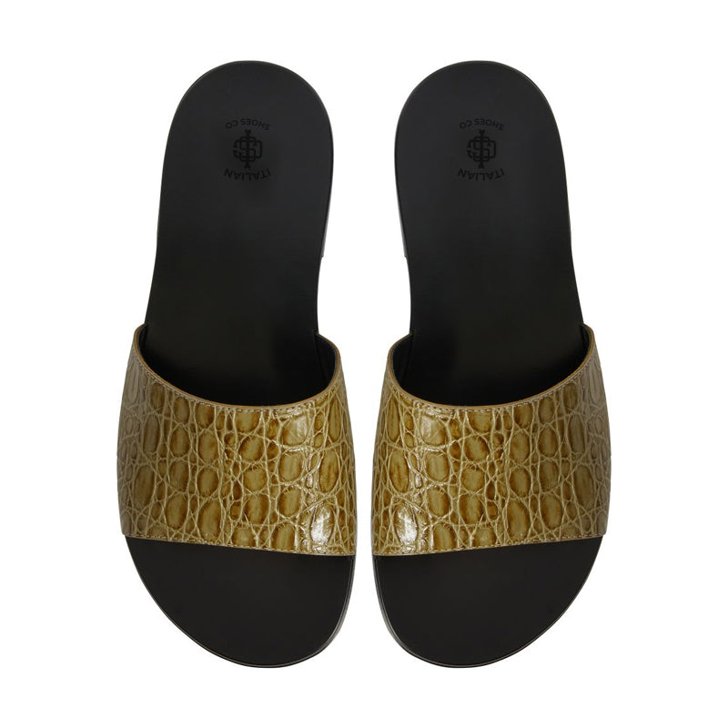 Pure Leather Croco Textured Sandal