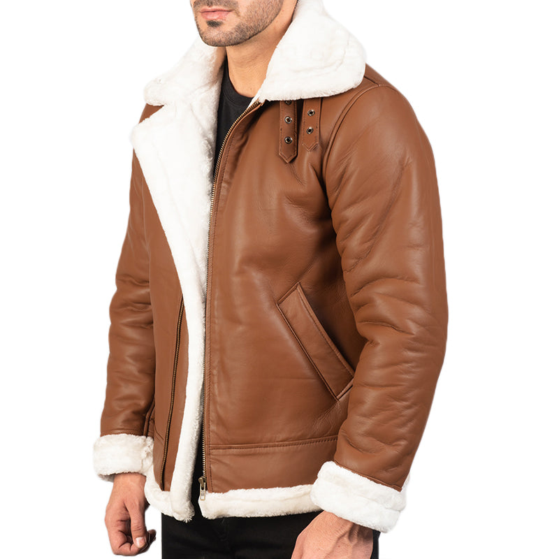 Francis B-3 Leather Bomber Jacket For Men