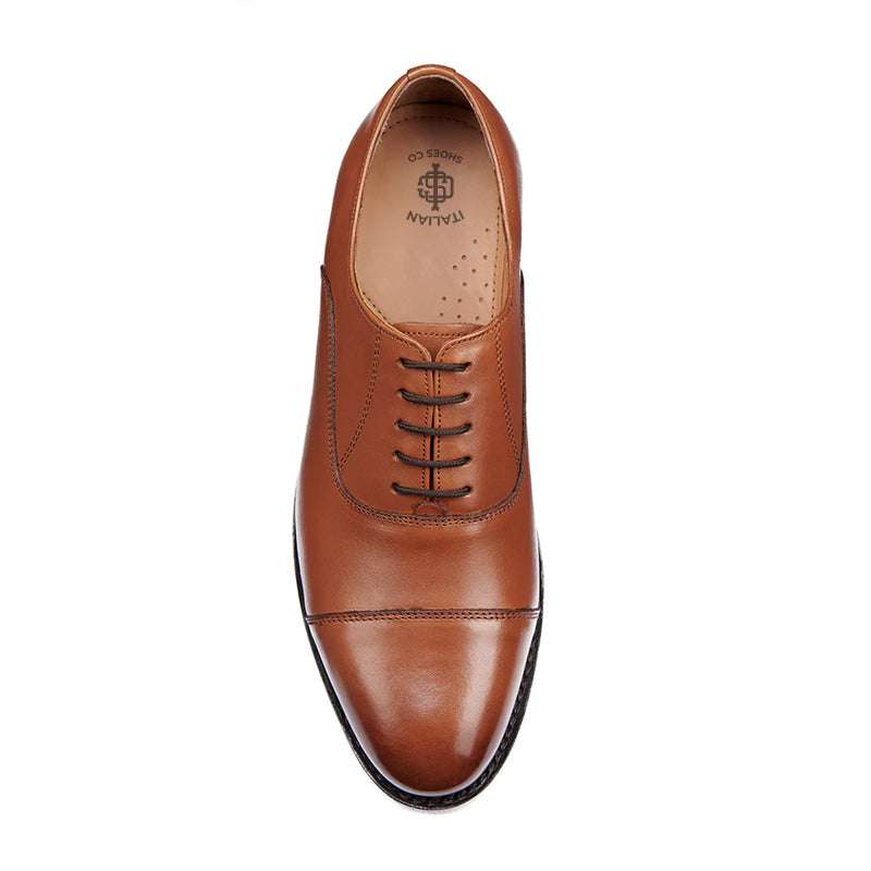 Men Lace-Up Shiny Leather Oxford Shoes