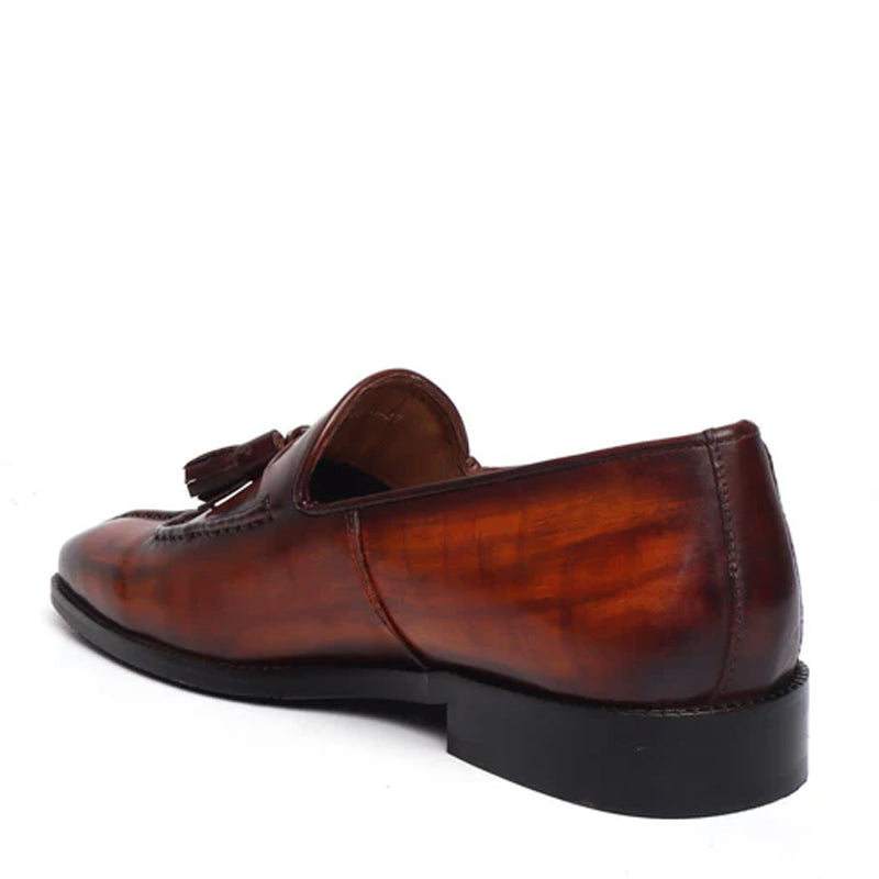 Men Slip On Leather Blue Black Tassel Loafer