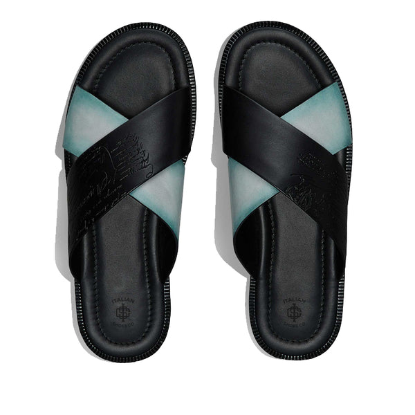 Leather Comfort Sandals For Men - Black/Blue