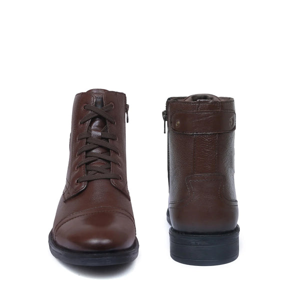 Men Lace Up Leather Casual High Ankle Boot