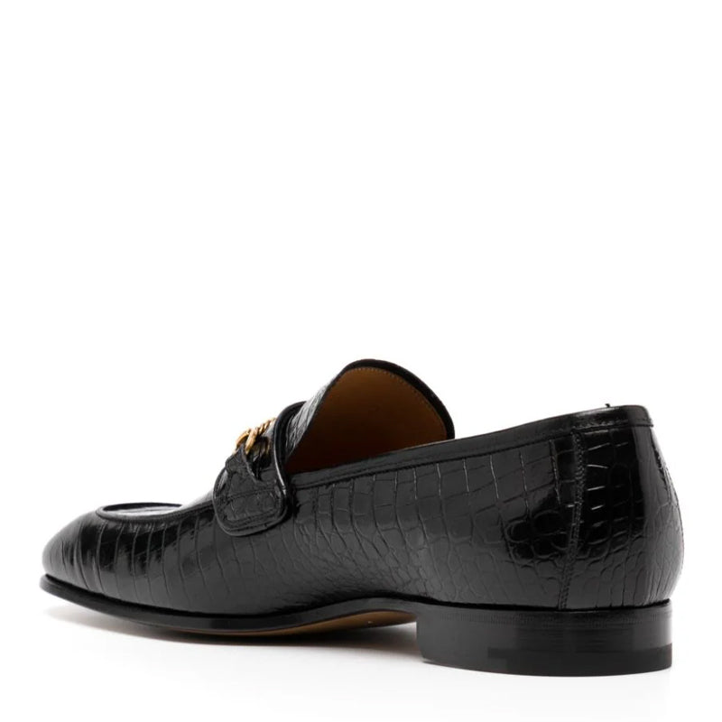 Bailey Chain Croco Leather Loafers