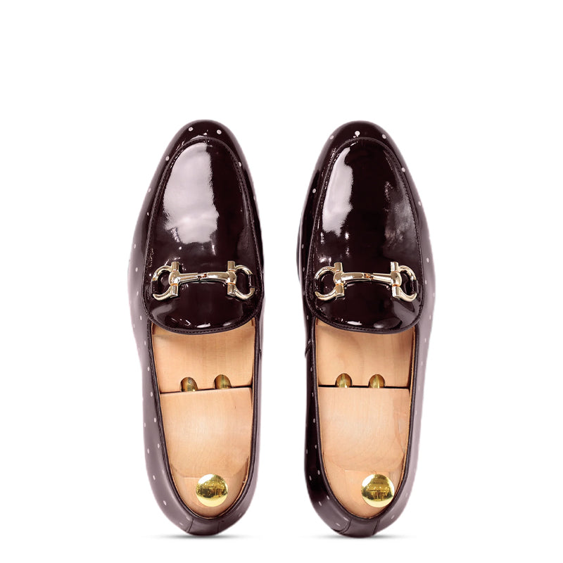 Mikey Patent Brown Slip on Shoes