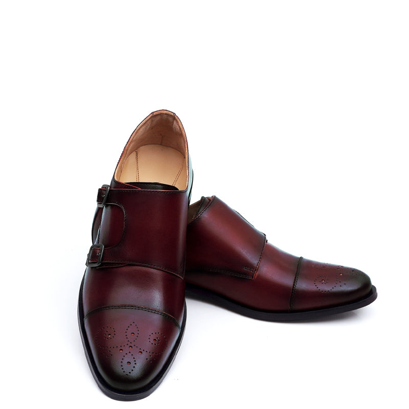 Premium ToeCap Double Monk Strap Leather Shoes