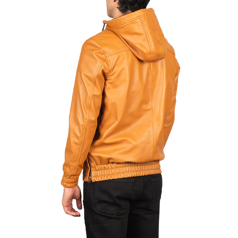 Kenton Hooded Leather Pullover Jacket For Men