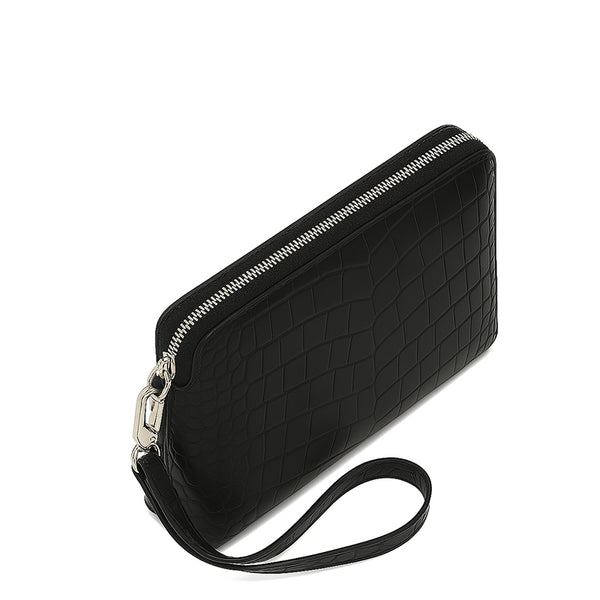 Italian Crocodile Leather Zipper Clutch for Men