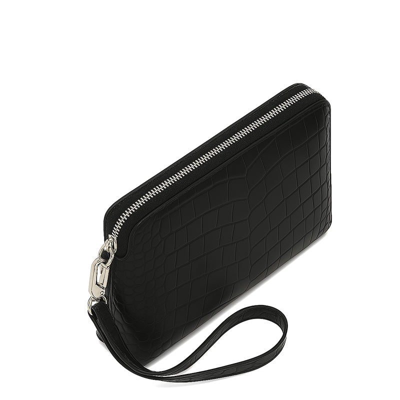 Italian Crocodile Leather Zipper Clutch for Men