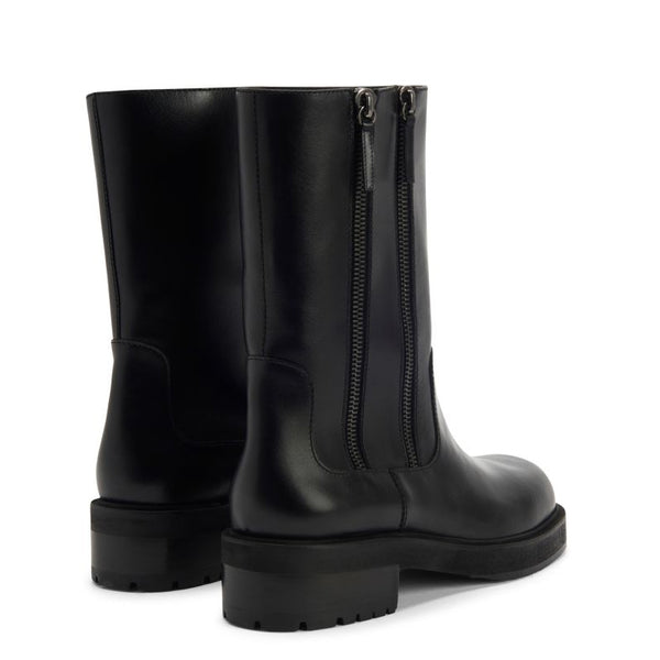 Leather High Top Side Zipper Ankle Boots