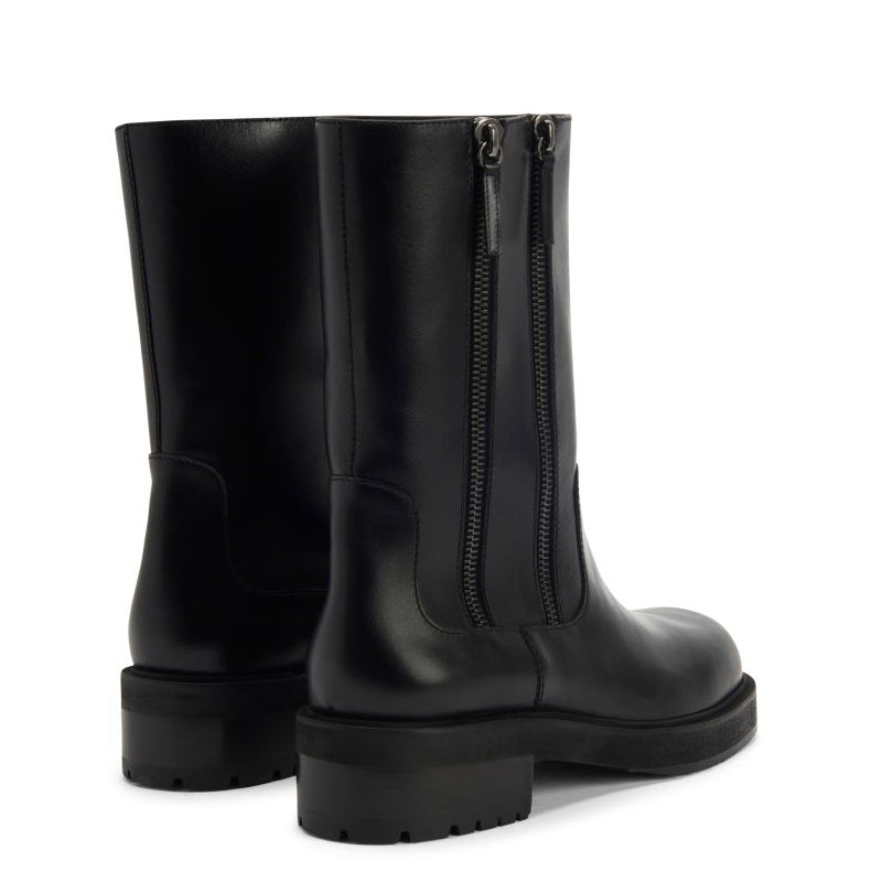 Leather High Top Side Zipper Ankle Boots