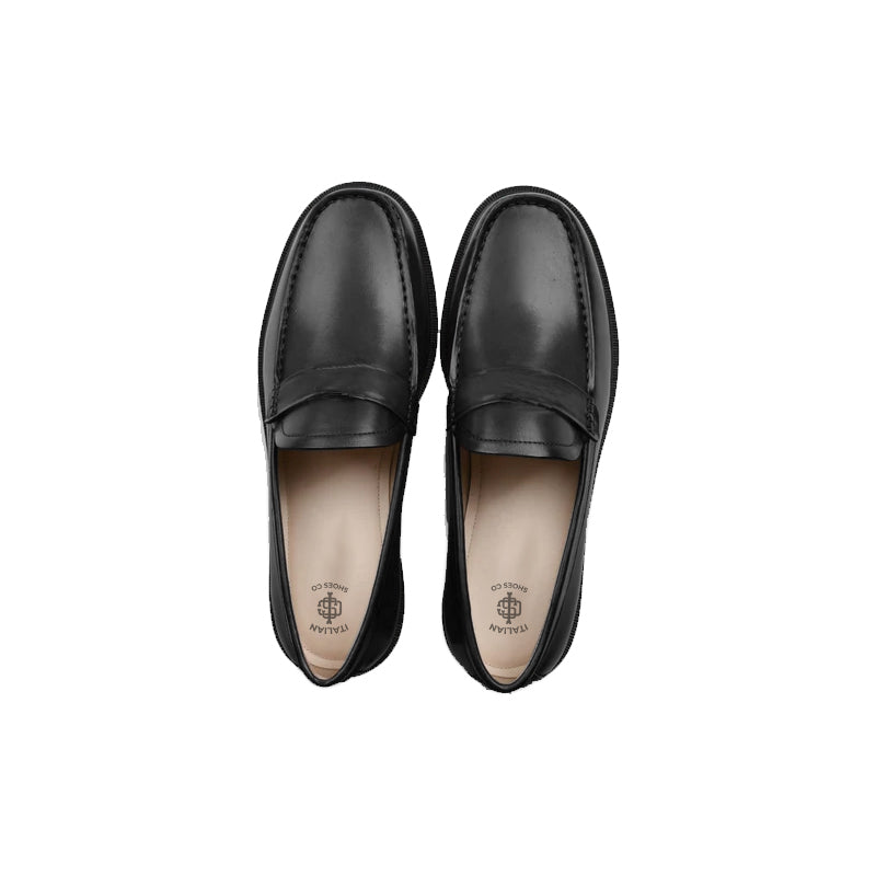 Platform Plain Loafer Shoes Wine