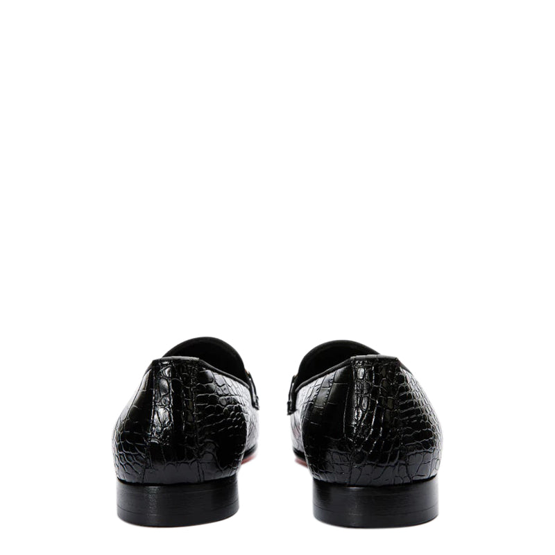 Black Leather Bit Loafer Men Shoes