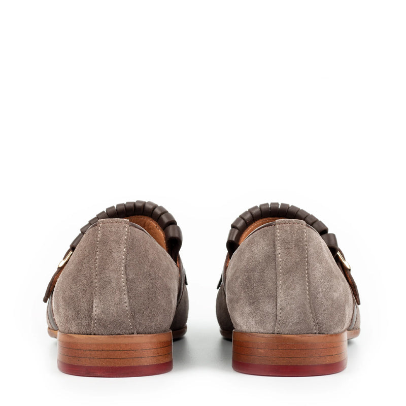 Suede Handmade Leather Single Monk Straps Shoe