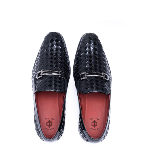 Men Slip On Woven Leather Loafer