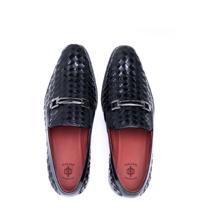 Men Slip-On Woven Leather Loafers