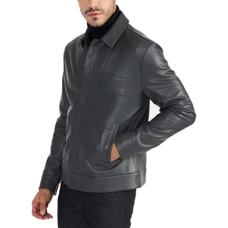 Graphite Grey Diallo Leather Jacket