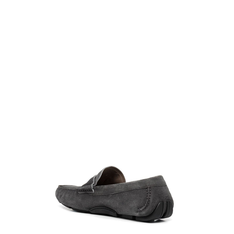 Gray suede driving loafer for men