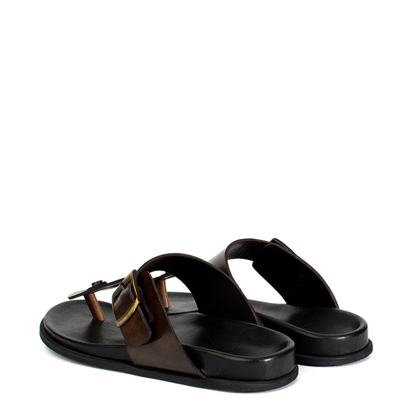 Men Slip On Leather Buckle Sandal