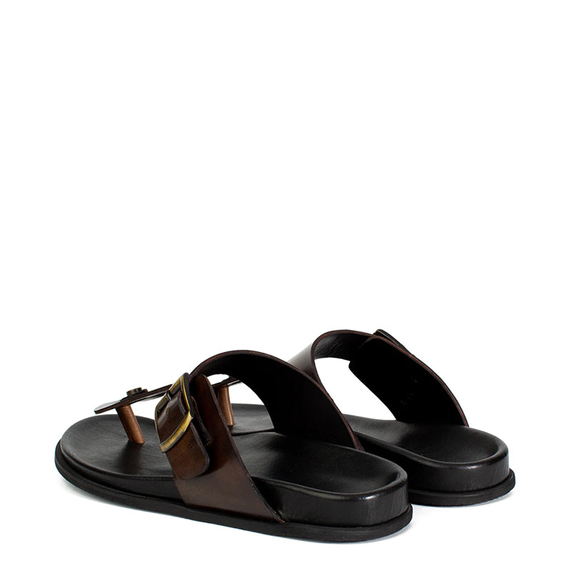 Men Slip On Leather Buckle Sandal